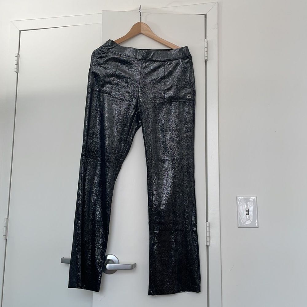 NWT Juicy Couture shine velour mid rise wide leg pants S